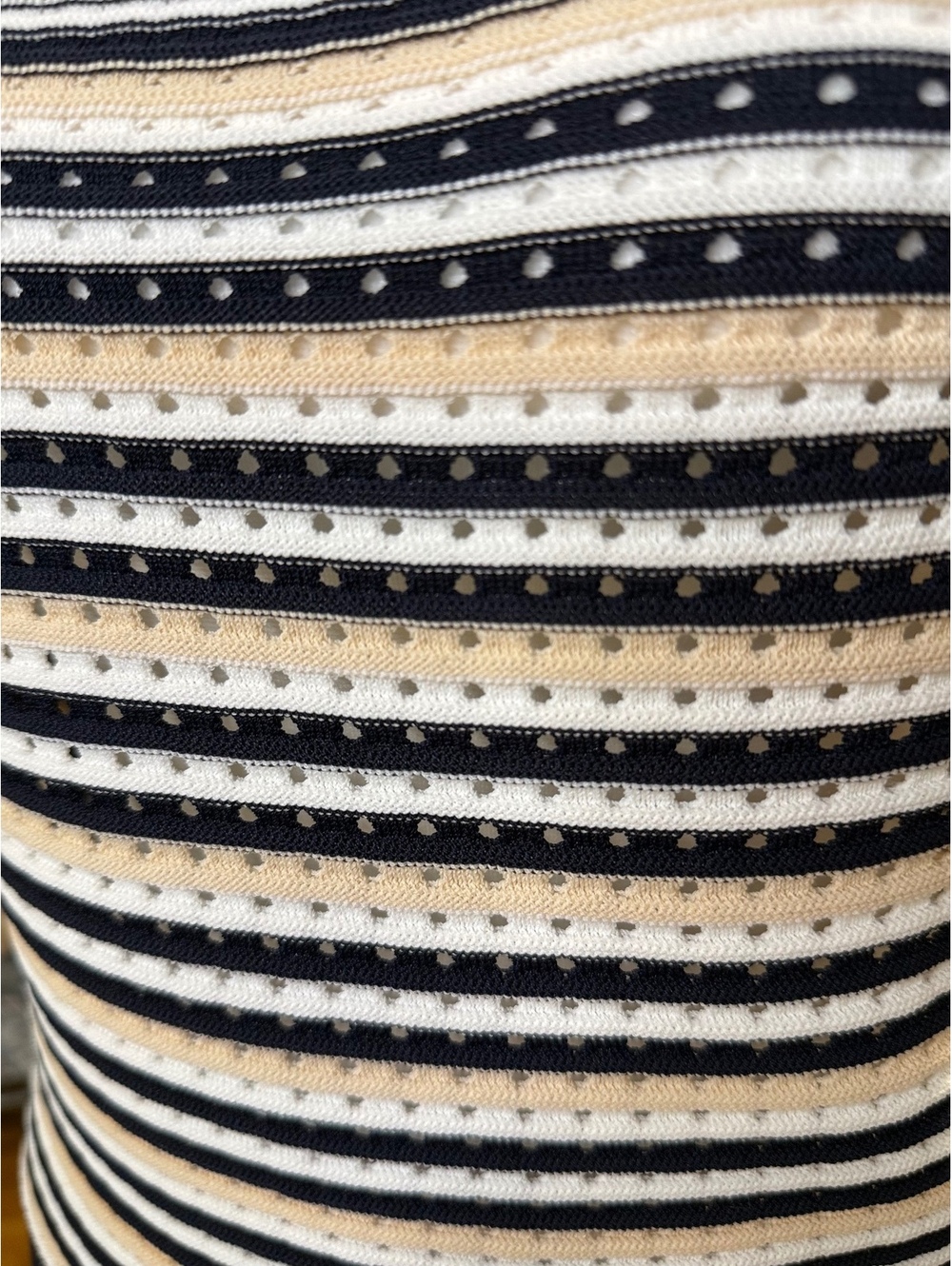 CURRENT AIR Striped Pointelle Knit Halter Tank Top Navy Cream NWT XS - Picture 4 of 6